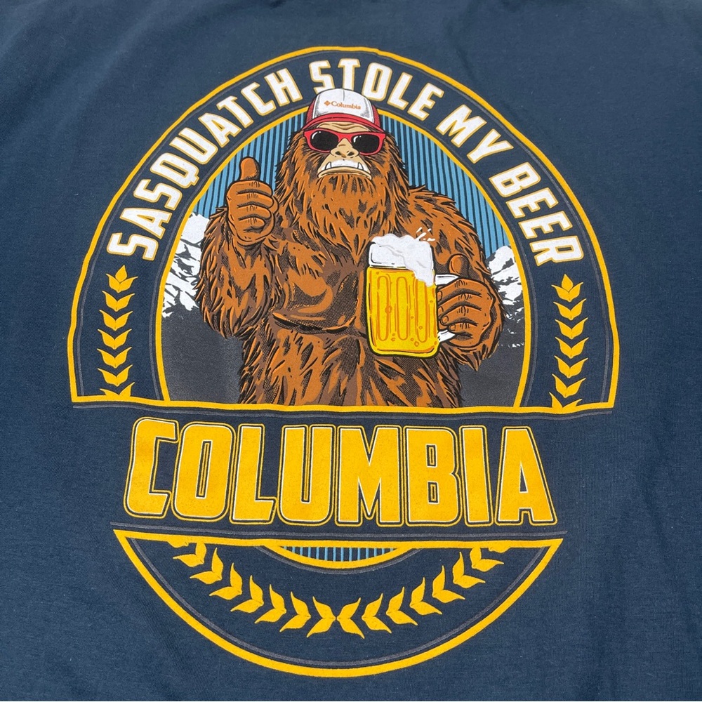 Columbia Blue “Sasquatch Stole My Beer" Lightweight T-Shirt Men’s Size XXL NWT